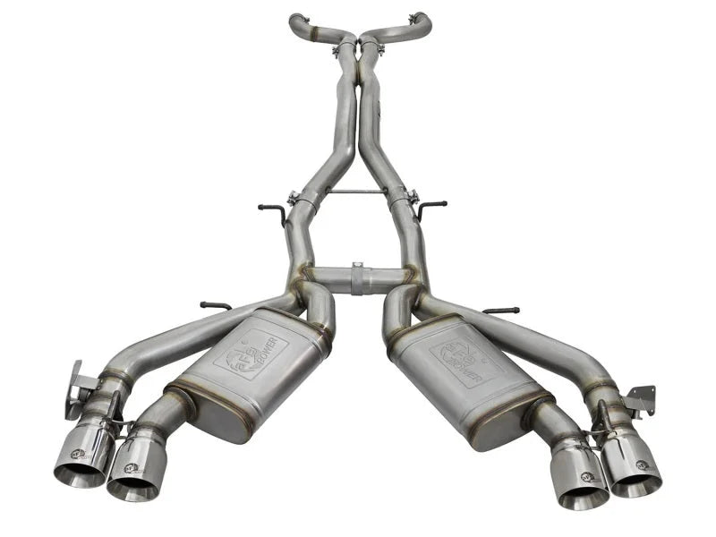 aFe MACHForce XP 3in 304 Stainless Steel Cat-Back Exhaust 16-17 Chevy Camaro SS V8-6.2L - Back View