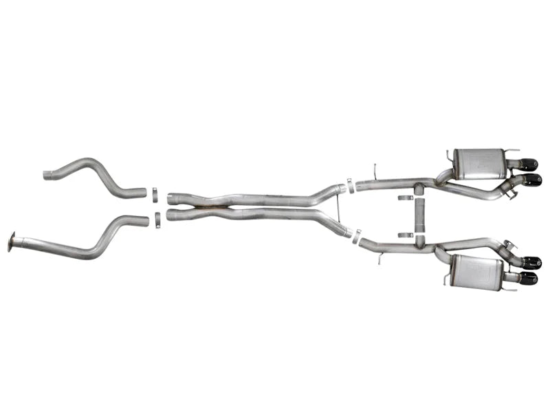 aFe MACHForce XP 3in 304SS Cat Back Exhaust s/ Black Tips 16-17 Cadillac ATS-V V6-3.6L (tt) - Back View