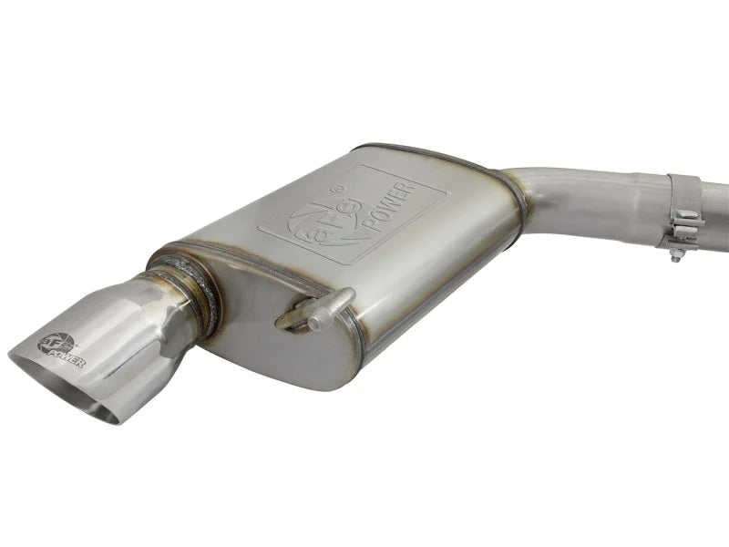 aFe MACHForce XP 3in Sport Tone Cat-Back Exhausts w/ Polished Tips 15-17 Ford Mustang V6/V8 - Side View