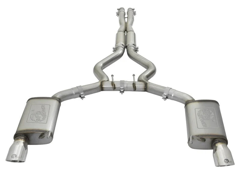 aFe MACHForce XP 3in Sport Tone Cat-Back Exhausts w/ Polished Tips 15-17 Ford Mustang V6/V8 - Installation View