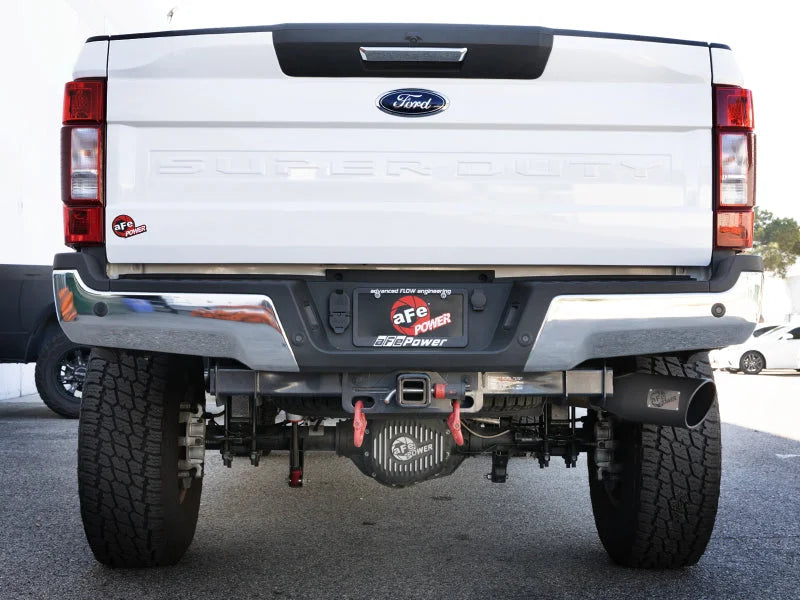 aFe MACHForce XP 4in Cat-Back SS-409 Exhaust w/ Black Tips 2017 Ford Super Duty F-250/F-350 V8-6.2L - Back View