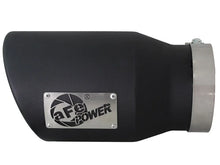 Load image into Gallery viewer, aFe MACHForce XP 5in 304 Stainless Steel Exhaust Tip 5 In x 7 Out x 12L in Bolt On Right - Black - Installation View