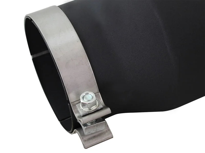 aFe MACHForce XP 5in 304 Stainless Steel Exhaust Tip 5 In x 7 Out x 12L in Bolt On Right - Black - Additional View 6