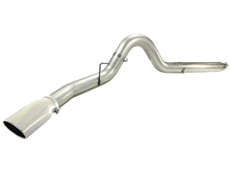 aFe MACHForce XP 5in DPF-Back Stainless Steel Exh Sys, polished tip,Ford Diesel Trucks 08-10 V8-6.4L - Back View