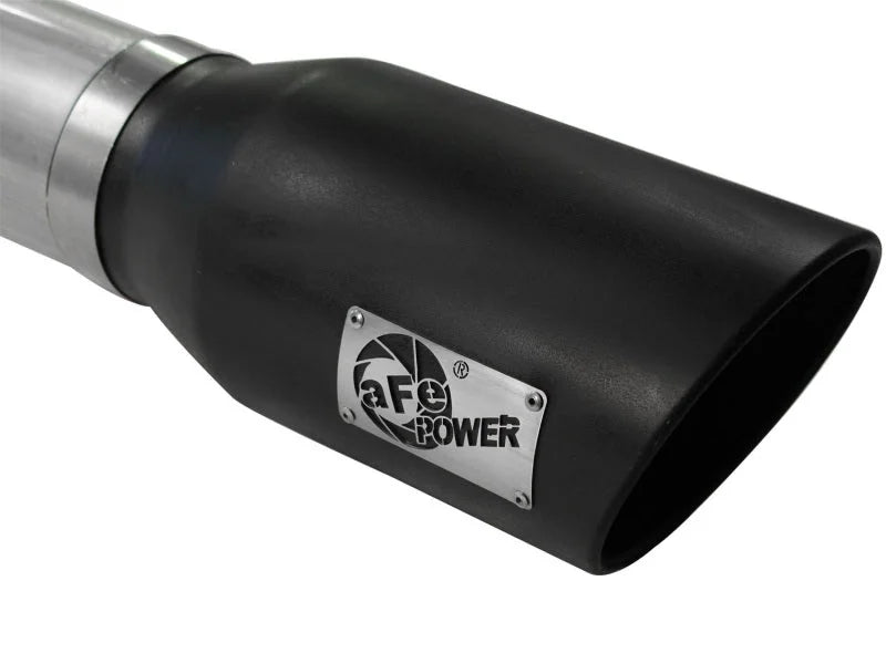 aFe MACHForce XP 5in DPF-Back Stainless Steel Exhaust , Blk,Ford Diesel Trucks 11-14 V8-6.7L td - Back View