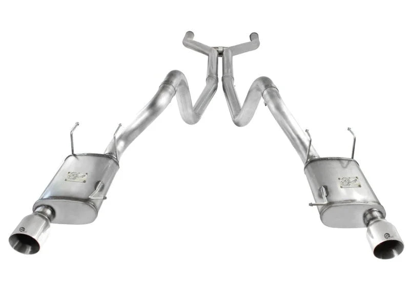 aFe MACHForce XP Cat-Back Exhaust 3in SS w/ Polished Tips 11-14 Ford Mustang GT V8 5.0L - Back View