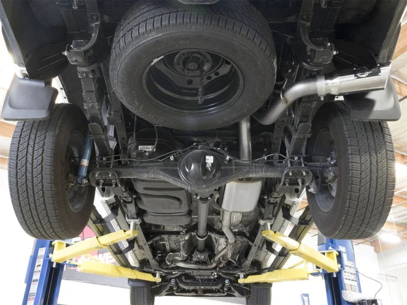 aFe MACHForce XP Cat-Back SS Exhaust w/ Polished Tips 16 Toyota Tacoma V6-3.5L - Side View