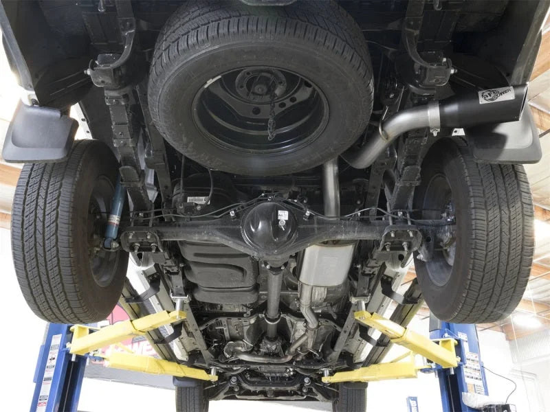 aFe MACHForce XP Cat-Back SS w/Black Tips 16 Toyota Tacoma V6-3.5L - Side View
