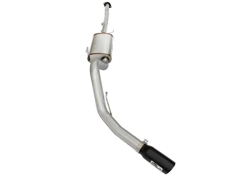 aFe MACHForce XP Exhaust 3in-3.5in SS Single Side Exit CB w/ Black Tips 15 Ford F150 V8 5.0L CC/SB - Back View