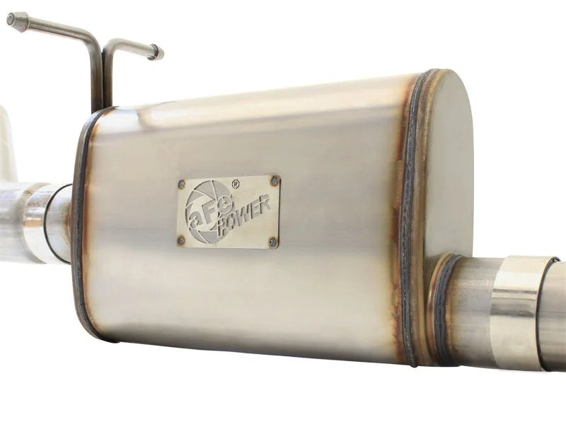 aFe MACHForce XP Exhaust 3in-3.5in SS Single Side Ext CB w/ Black Tip 99-04 Ford F150 V8 5.4L/6.8L - Back View