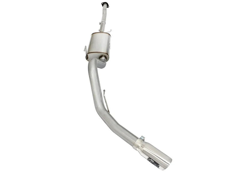 aFe MACHForce XP Exhaust 3in-3.5in SS Single Side Ext CB w/ Polished Tips 15 Ford F150 V8 5.0L CC/SB - Side View