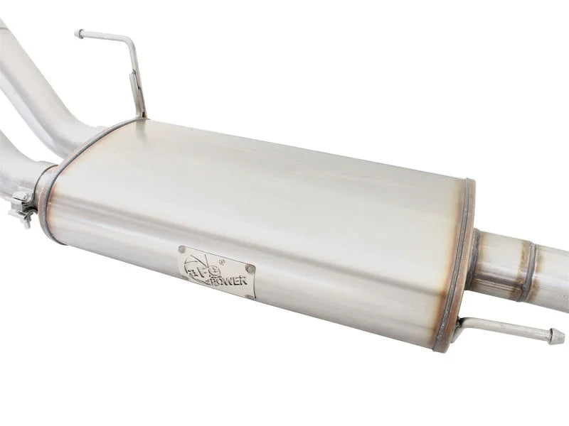 aFe MACHForce XP Exhaust 3in SS Dual Side Exit CB w/ Black Tips 15 Ford F150 Ecoboost V6-2.7L/3.5L - Side View