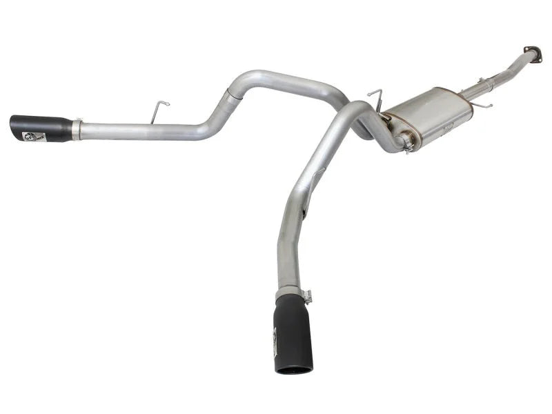 aFe MACHForce XP Exhaust 3in SS Dual Side Exit CB w/ Black Tips 2015 Ford F150 5.0L V8 CC/SB EC/LB - Main Product View