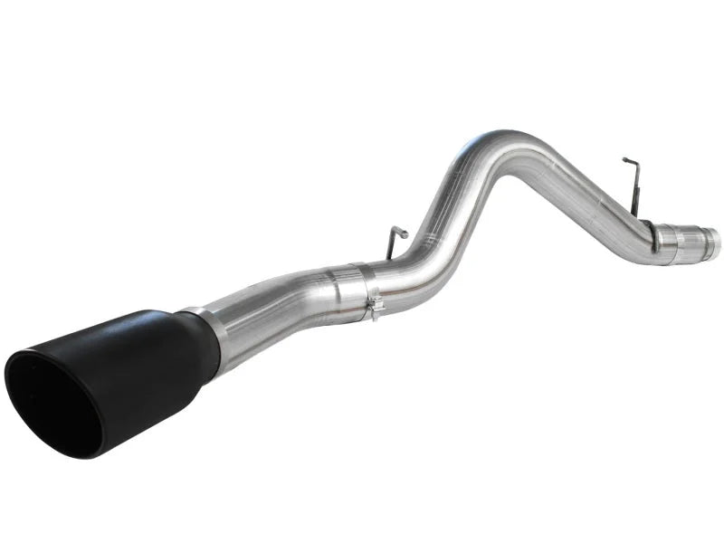 aFe MACHForce XP Exhaust 5in DPF-Back SS 11-13 GM Diesel Trucks V8-6.6L (td) (LML) (Blk Tip) - Side View