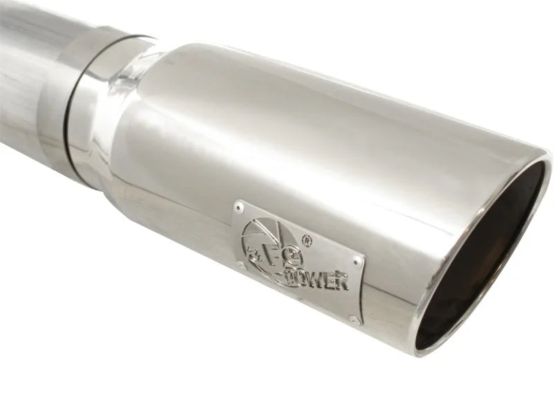aFe MACHForce XP Exhaust 5in DPF-Polished, GM Diesel Trucks 07.5-10 V8-6.6L 9(td) LMM - Side View