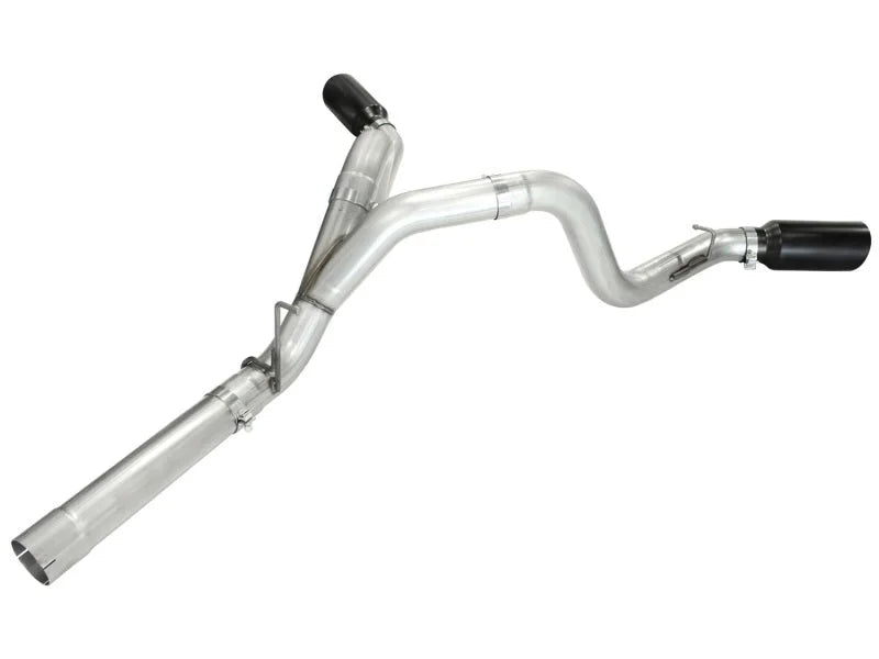 aFe MACHForce XP Exhaust Aluminized Dual Split DPF Back 11-15 GM Diesel Truck V8-6.6L (td) (BLK tip) - Additional View 6