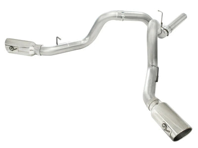 aFe MACHForce XP Exhaust Aluminized Dual Split DPF Back 11-15 GM Diesel Truck V8-6.6L (td) (pol tip) - Main Product View