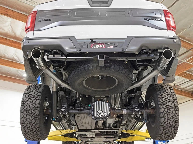 aFe MACHForce XP Exhaust Cat-Back SS-409 2017 Ford F-150 Raptor V6-3.5L (tt) w/ Polished Tips - Side View