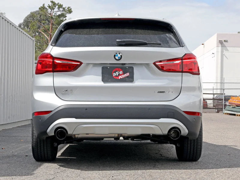 aFe MACHForce XP Exhausts Axle-Back 15-21 BMW X1 2.0L (t) (SS w/Black Tips) - Back View