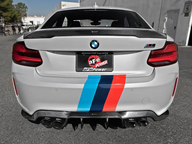 aFe MACHForce XP Exhausts Cat-Back SS 19-21 BMW M2 Competition L6-3.0L w/Black Tips - Back View
