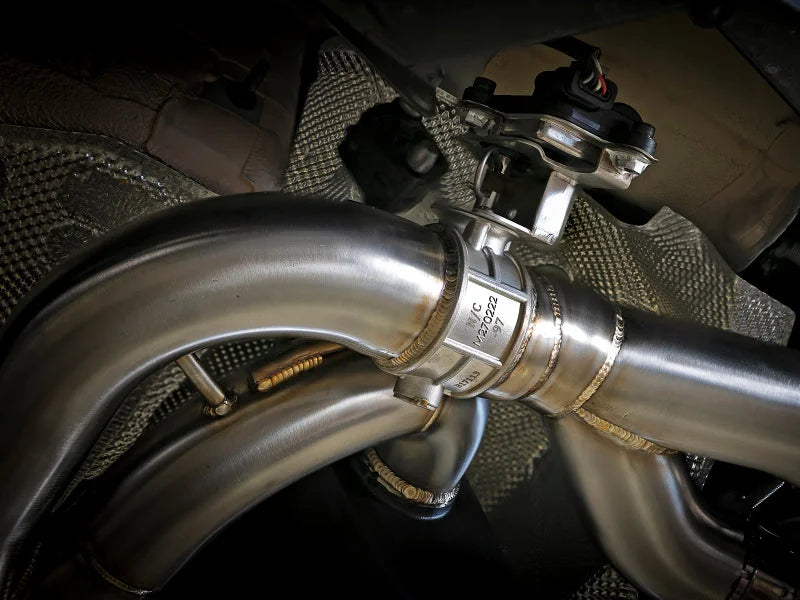 aFe MACHForce XP Exhausts Cat-Back SS 19-21 BMW M2 Competition L6-3.0L w/Carbon Fiber Tips - Installation View