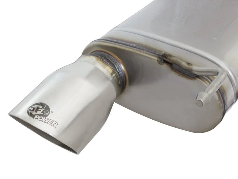 aFe MACHForce XP Exhausts Cat-Back SS-304 EXH w/ Polished Tips 15-16 Ford Mustang EcoBoost 2.3L (t) - Side View