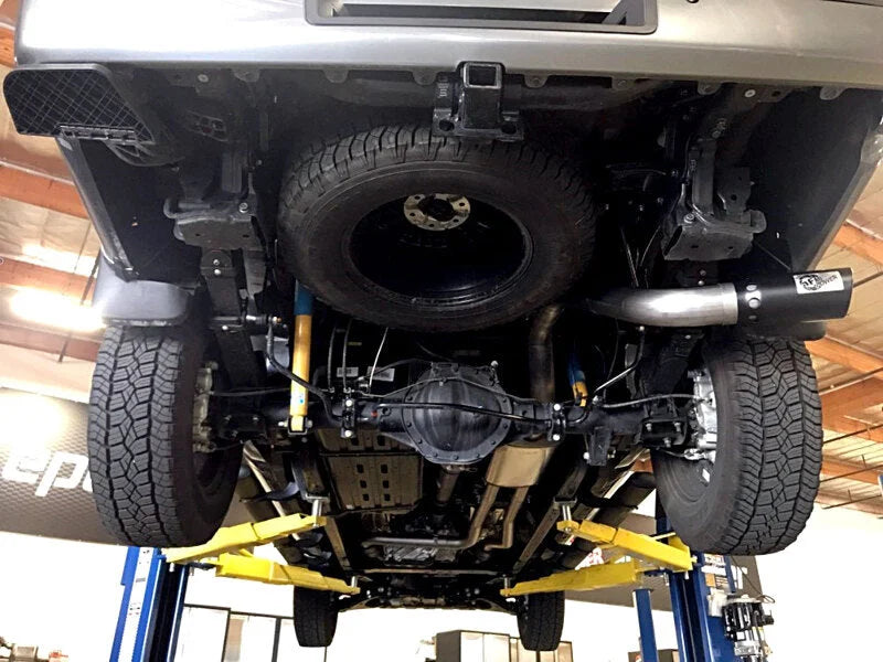 aFe MACHForce XP Exhausts Cat-Back SS-409 Nissan Titan XD 16-19 V8-5.6L - Black - Side View