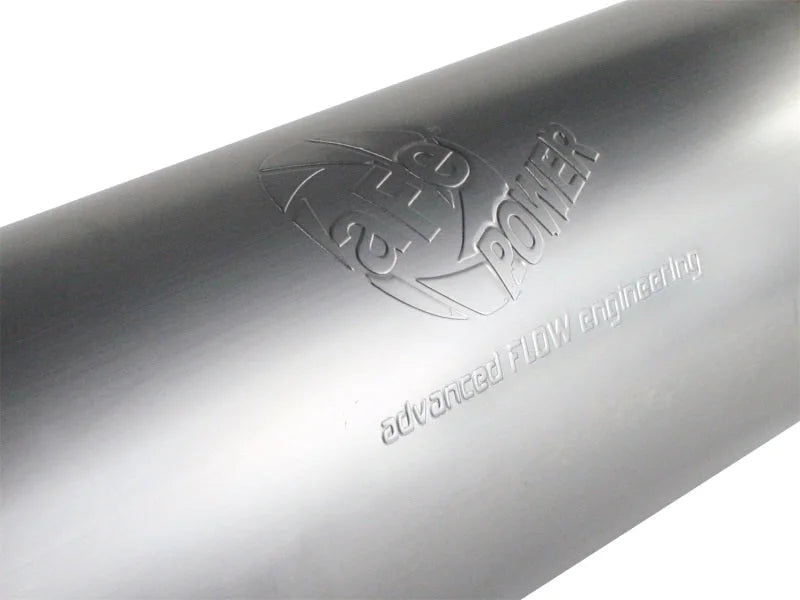 aFe MACHForce XP Exhausts Mufflers SS-409 EXH Muffler 4 ID In/Out 8 Dia - Side View
