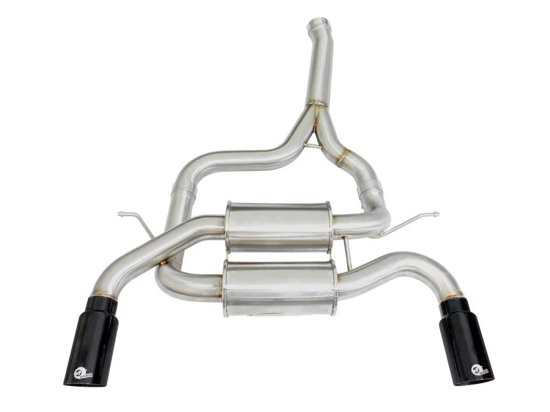 aFe MACHForce XP SS-304 Black Tip 2.5in Dia Axle Back Exhaust 12-15 BMW 335i (F30) 3.0L (t) - Side View