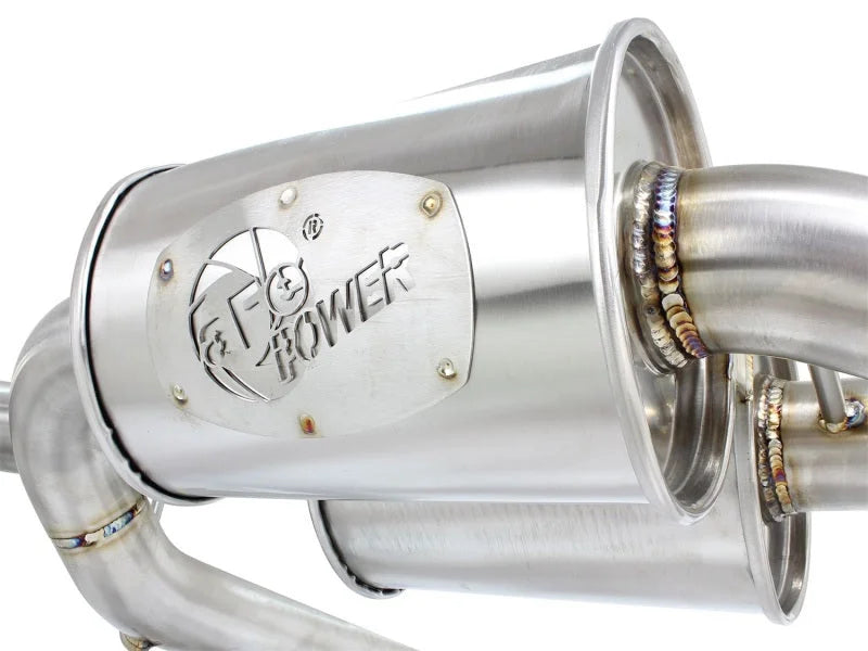 aFe MACHForce XP SS-304 Black Tip 2.5in Dia Cat Back Exhaust 12-14 BMW 335i (F30) 3.0L (t) - Side View