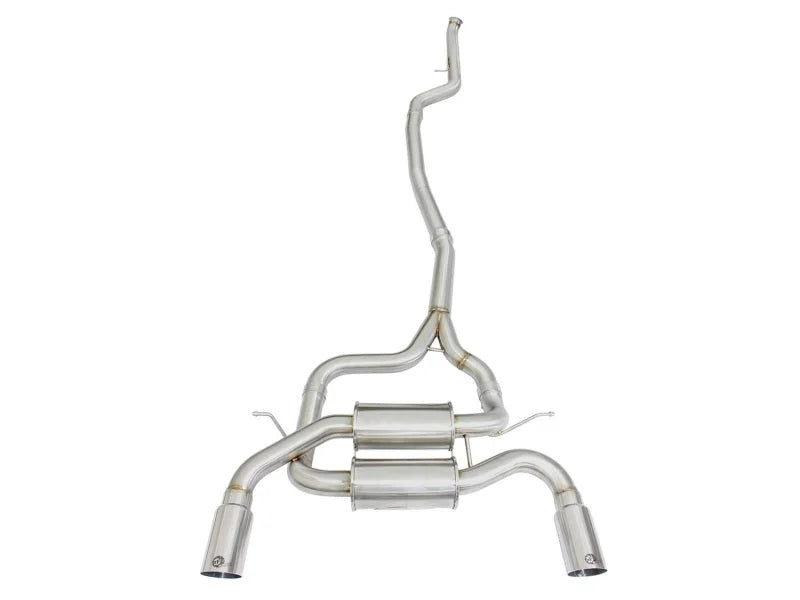 aFe MACHForce XP SS-304 Polish Tip 2.5in Dia Cat Back Exhaust 12-14 BMW 335i (F30) 3.0L (t) - Side View