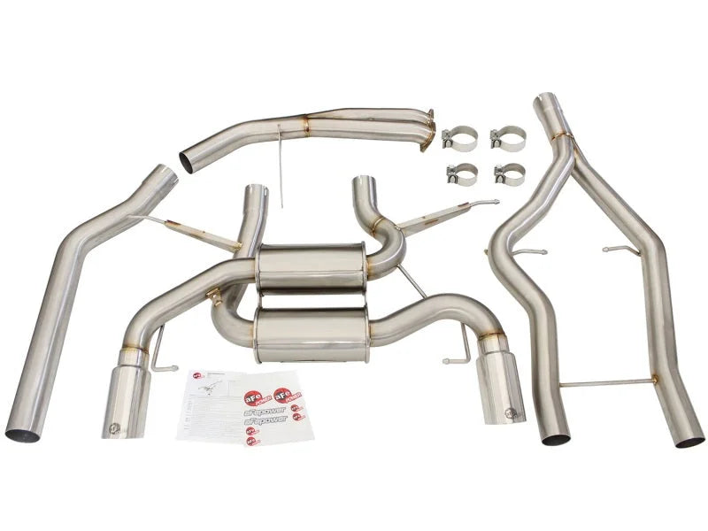 aFe MACHForce XP SS-304 Polish Tip 3.0in-2.5in Dia Cat Back Exhaust 11-13 BMW 335i (E90/E92) 3.0L - Back View