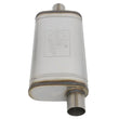 Load image into Gallery viewer, aFe MACHForce XP SS Muffler 2.5in Center Inlet / 2.5in Offset Outlet 18in L x 9in W x4in H Body - Back View