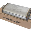 Load image into Gallery viewer, aFe MACHForce XP SS Muffler 3in Center Inlet / 2.5in Dual Outlets 22in L x 11in W x 6in H Body - Main Product View