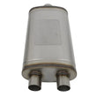 Load image into Gallery viewer, aFe MACHForce XP SS Muffler 3in Center Inlet / 2.5in Dual Outlets 22in L x 11in W x 6in H Body - Back View