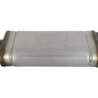 Load image into Gallery viewer, aFe MACHForce XP SS Muffler 3in Center Inlet / 3in Offset Outlet 18in L x 9in W x4in H Body - Side View