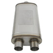 Load image into Gallery viewer, aFe MACHForce XP SS Muffler 3in Center Inlet / 3in Offset Outlet 22in L x 11in W x 6in H Body - Back View