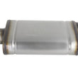 Load image into Gallery viewer, aFe MACHForce XP SS Muffler 3in Center Inlet / 3in Outlet 9in L x 4in W x 14in Body - Side View