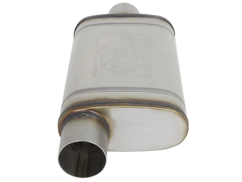 aFe MACHForce XP SS Muffler 3in Center Inlet / 3in Outlet 9in L x 4in W x 14in Body - Installation View