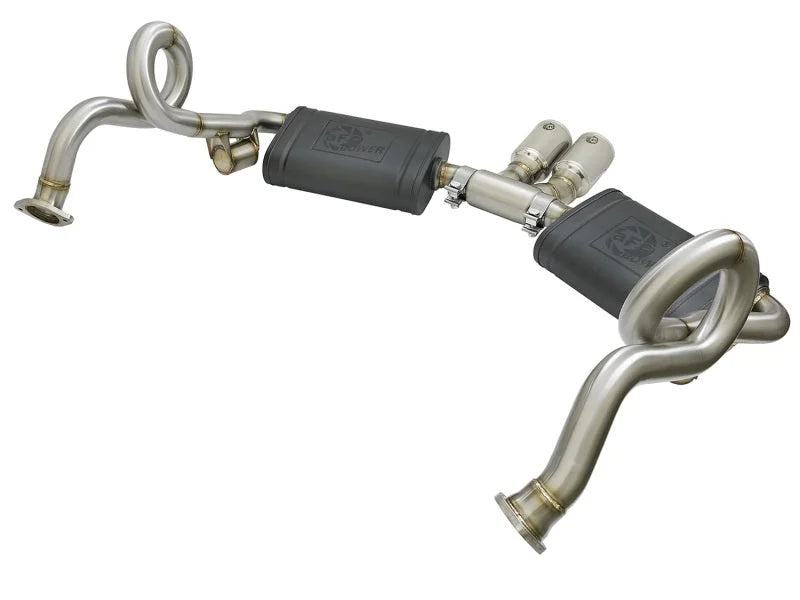 aFe MACHForce-Xp 2in 304 SS Cat-Back Exhaust w/Polished Tips 13-16 Porsche Boxster/Cayman 2.7L/3.4L - Back View