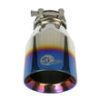 Load image into Gallery viewer, aFe Mach Force XP 304 Stainless Steel Clamp-On Exhaust Tip 2.5in Inlet / 4in Outlet - Blue Flame - Back View
