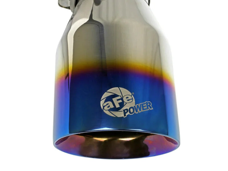 aFe Mach Force XP 304 Stainless Steel Clamp-On Exhaust Tip 2.5in Inlet / 4in Outlet - Blue Flame - Additional View 5
