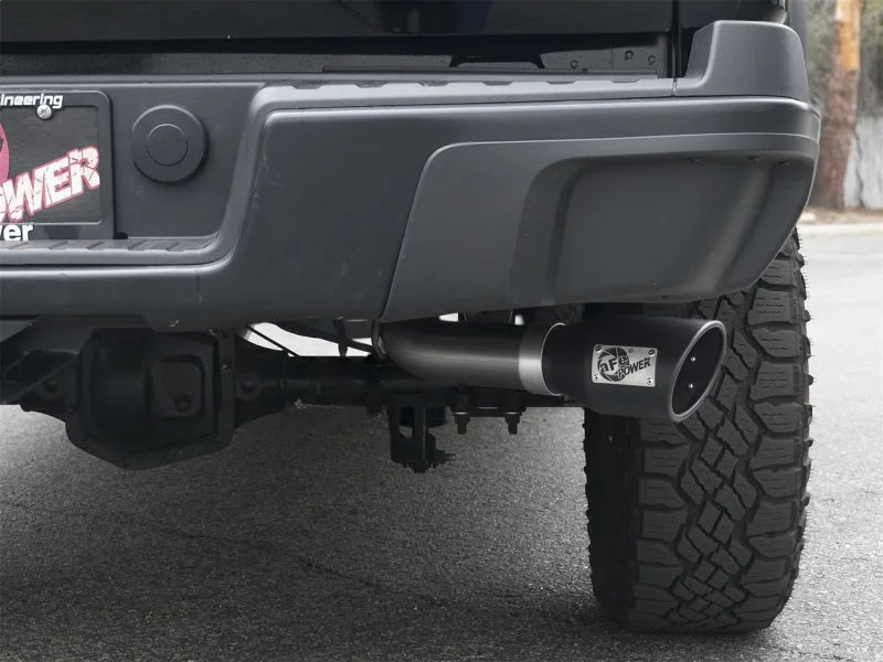 aFe Mach Force-XP Exhaust 3in CB SS 15-17 GM Colorado/Canyon 2.5L/3.6L Side Exit w/ Black Tip - Side View