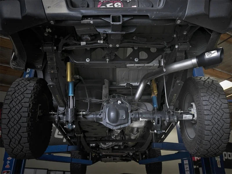 aFe Mach Force-XP Exhaust 3in CB SS 15-17 GM Colorado/Canyon 2.5L/3.6L Side Exit w/ Black Tip - Back View