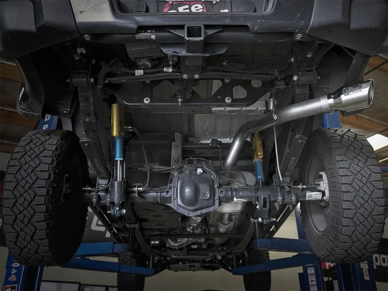 aFe Mach Force-XP Exhaust 3in CB SS 15-17 GM Colorado/Canyon 2.5L/3.6L Side Exit w/ Polished Tip - Side View