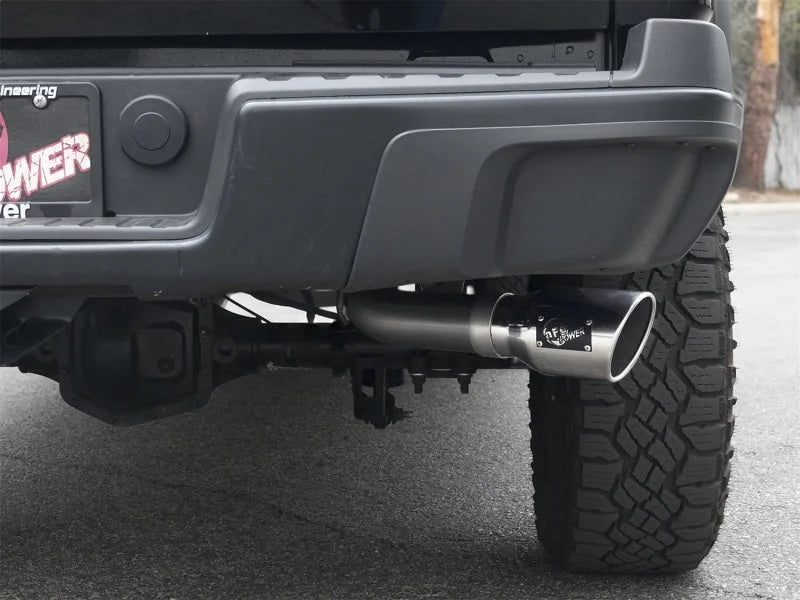 aFe Mach Force-XP Exhaust 3in CB SS 15-17 GM Colorado/Canyon 2.5L/3.6L Side Exit w/ Polished Tip - Back View