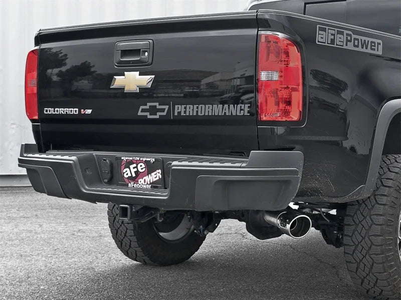 aFe Mach Force-XP Exhaust 3in CB SS 15-17 GM Colorado/Canyon 2.5L/3.6L Side Exit w/ Polished Tip - Installation View