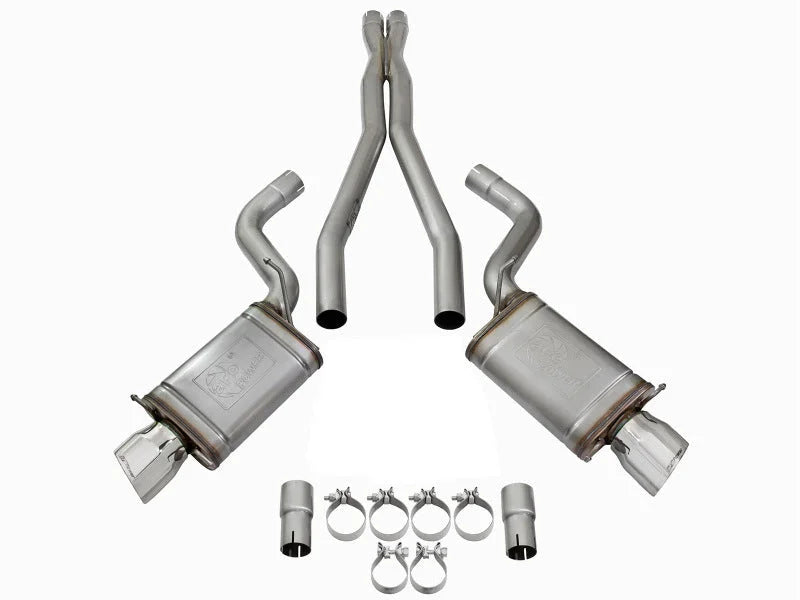 aFe Mach Force-Xp 3in CB Stainless Steel Dual Exhaust System w/Polished Tips 09-15 Cadillac CTS-V - Back View