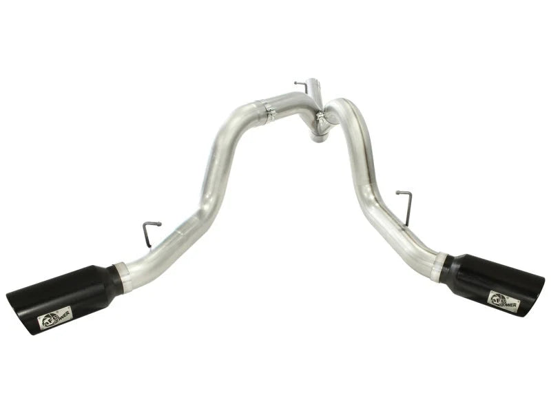 aFe MachForce XP Exhaust 4inch DP-Back All SS 2011-14 GM Diesel Trucks V8-6.6L LML Black Tips - Additional View 6