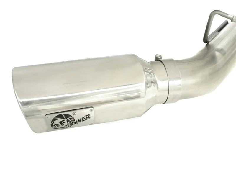 aFe MachForce XP Exhaust 4inch DP-Back All SS 2011-14 GM Diesel Trucks V8-6.6L LML Polished - Back View